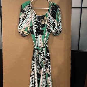 Green, Long Island type dress.